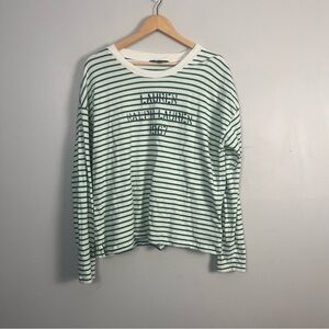 LAUREN RALPH LAUREN Women's Striped French Terry Sweatshirt Top TEDO size large